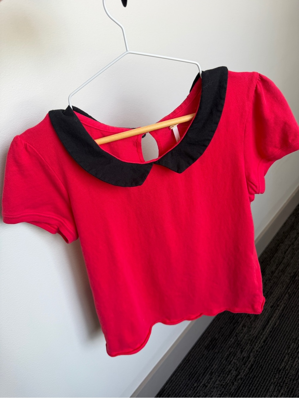 Free People Pink + Black Peter Pan Collar Tee 🎀